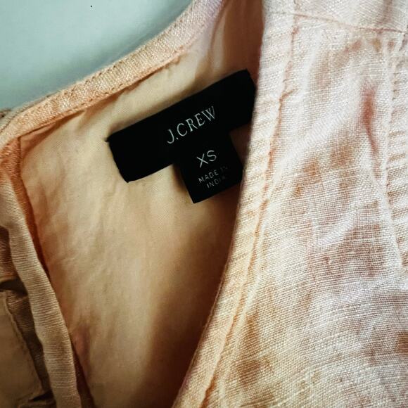 J. Crew Linen Short Sleeve A Line Dress Size XS Coral - Picture 7 of 10